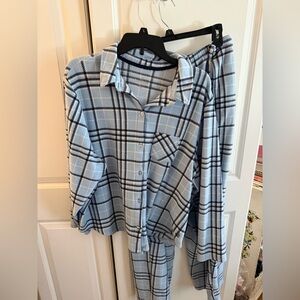 Blue flannel Cotton plaid size 3xl pj set cuddl duds